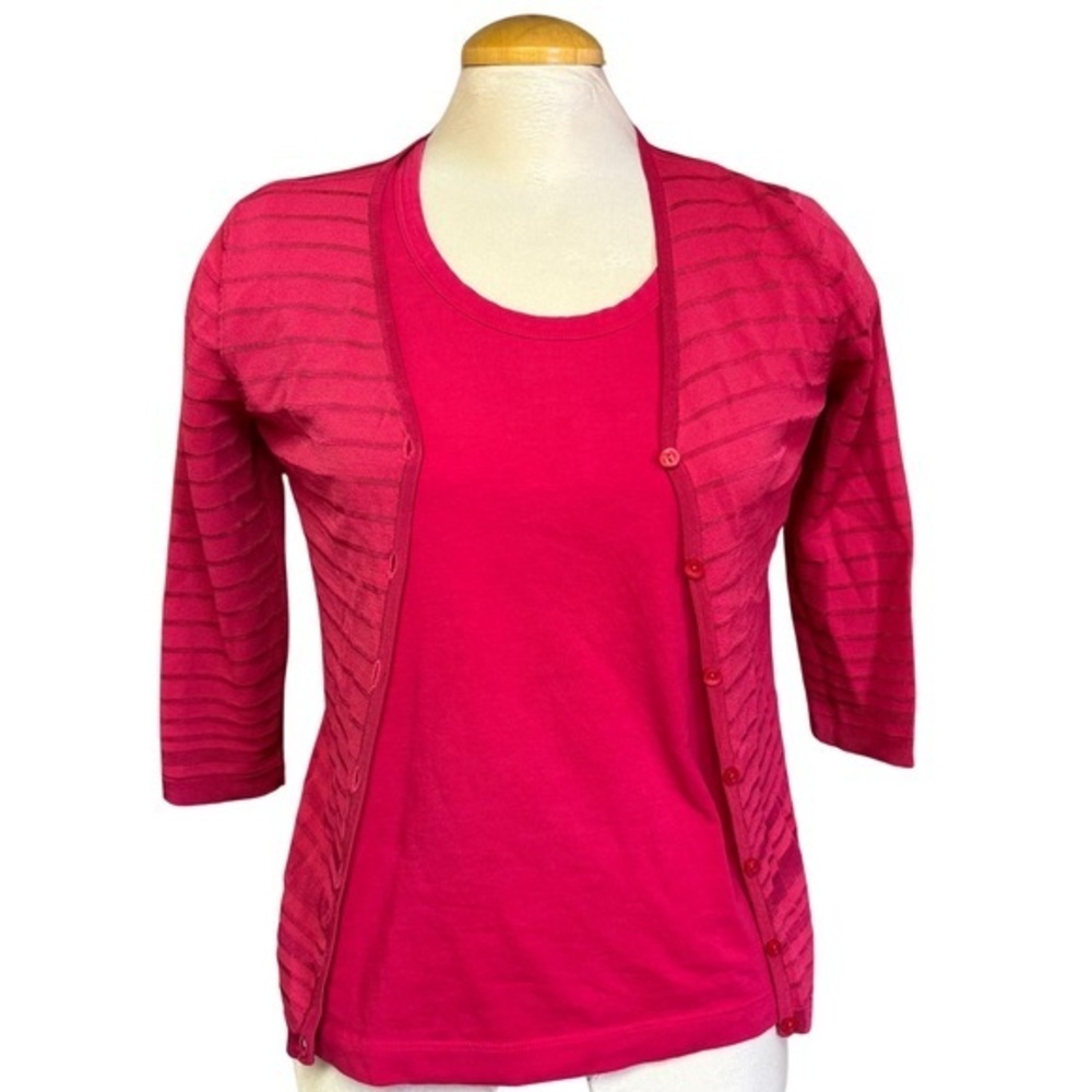 Chicho's Bright Pink Summer Cardigan and Matching Tee - Women's Size Small